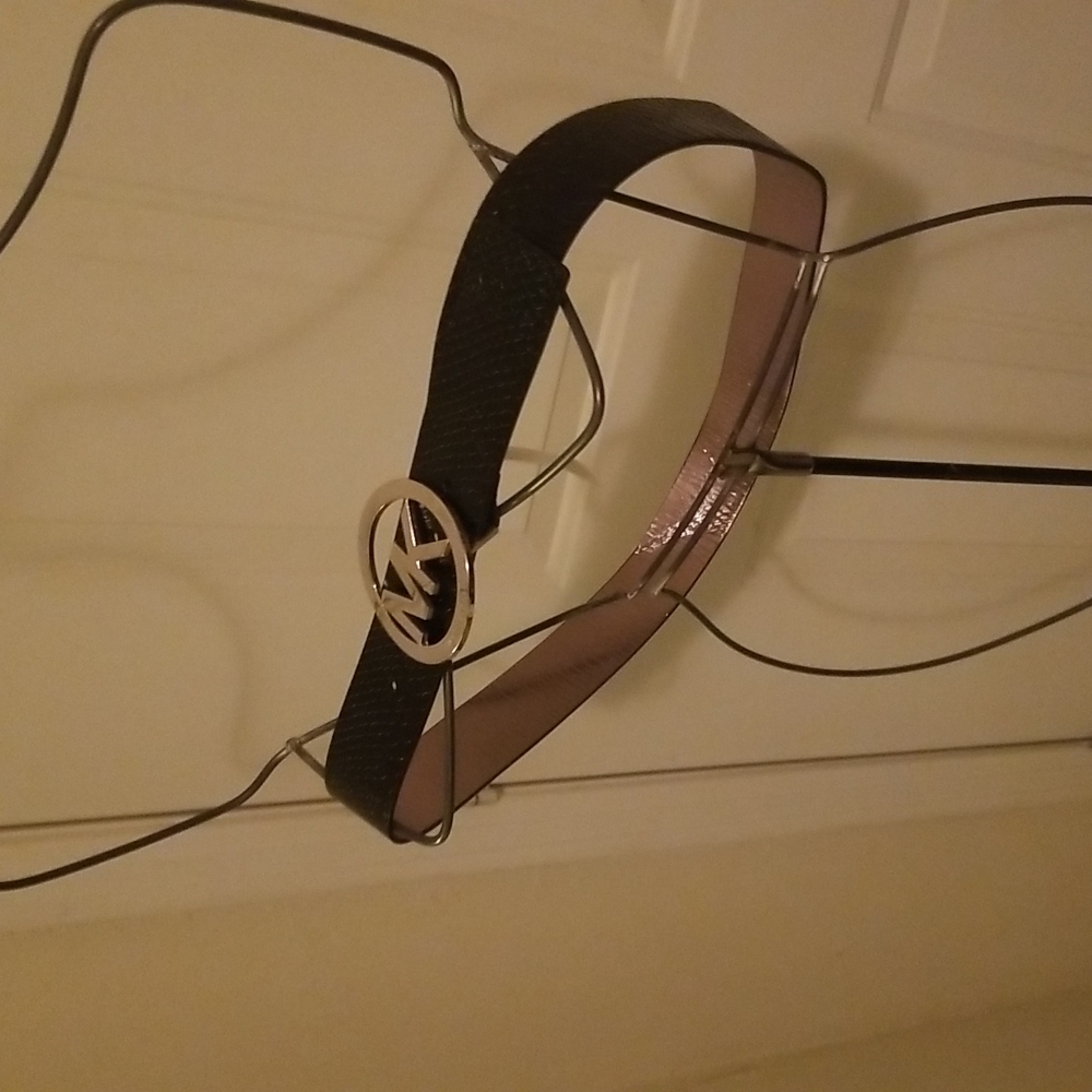 Michael Kors black with gold logo buckle belt
